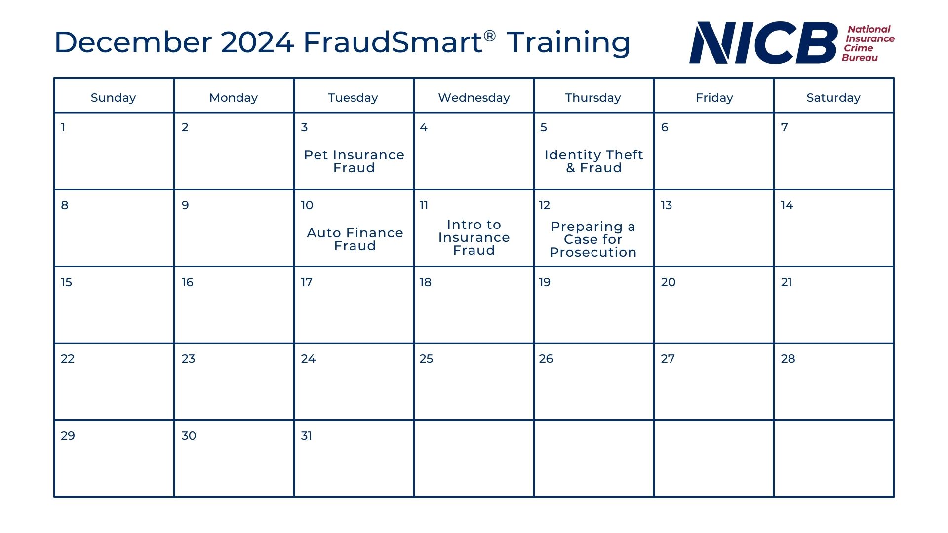 December 2024 FraudSmart Calendar