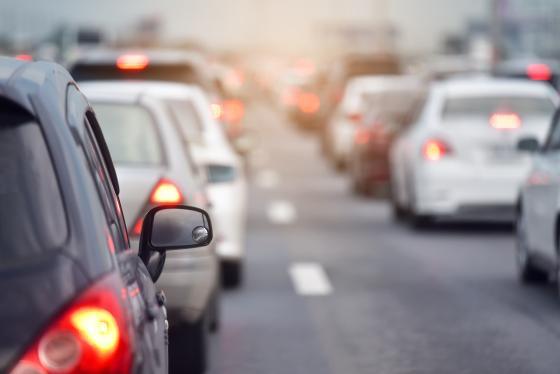 Cars braking on a highway